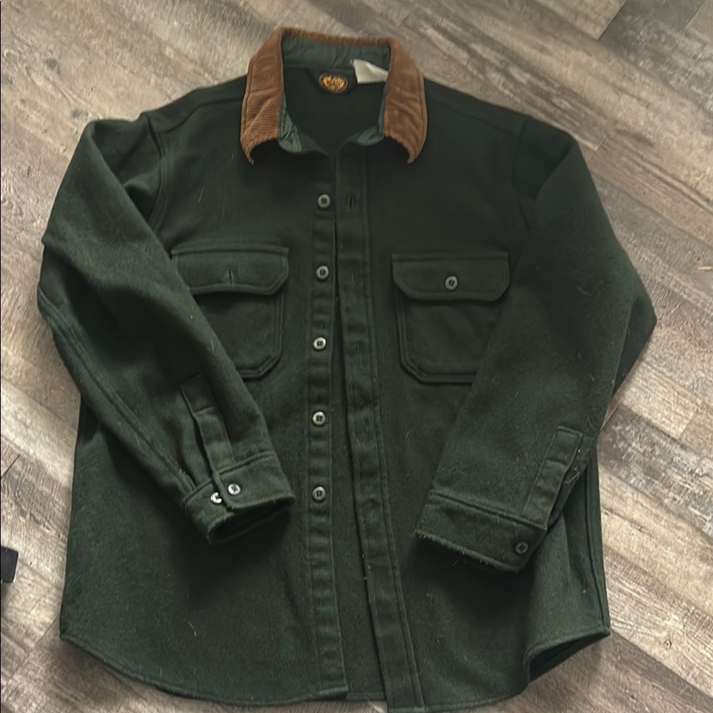 Men's Green vintage Jacket with Brown Collar